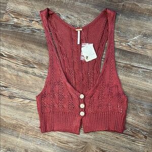 Free People Red Knit Tank Top NWT